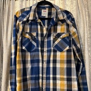 Levi’s western plaid pearl button xl shirt